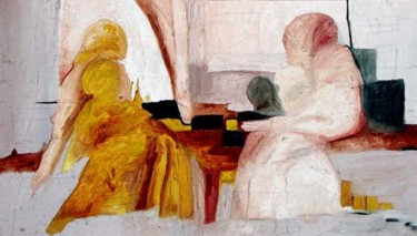 Painting titled "The two women who l…" by Jose Carlos Sarmento, Original Artwork, Oil