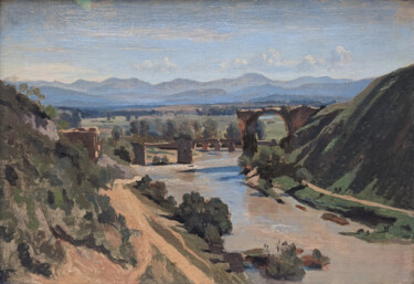 Painting titled "Le pont à Narni" by Jean-Baptiste-Camille Corot, Original Artwork, Oil