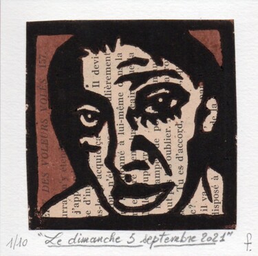 Prenten & gravures getiteld "Le dimanche 5 septe…" door Jean-Bernard Fenouillas, Origineel Kunstwerk, Xylograaf