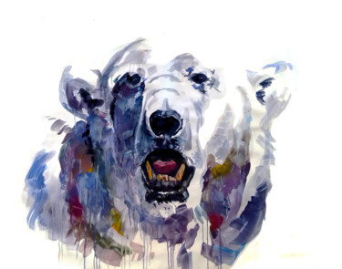 Painting titled "ours salement blanc" by Jean Bodin, Original Artwork, Pigments