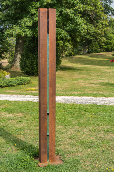Скульптура под названием "verre/acier" - Jean-Charles Stora, Подлинное произведение искусства, Нержавеющая сталь