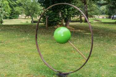 Sculpture intitulée "boule verte" par Jean-Charles Stora, Œuvre d'art originale, Acier inoxydable