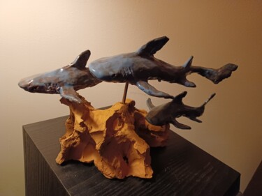 Sculpture intitulée "requins" par Jean-Charles Villert, Œuvre d'art originale, Céramique