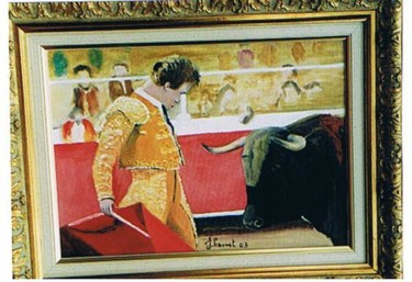 Painting titled "Corrida III" by Jean Chauvet, Original Artwork, Oil