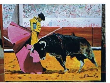 Painting titled "Corrida à Béziers  V" by Jean Chauvet, Original Artwork, Oil