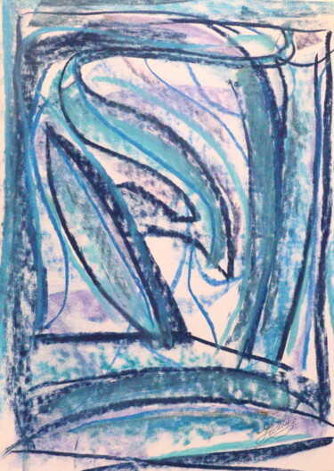 Schilderij getiteld "Le Blues Des Bois /…" door Jean-Christophe Hilaire, Origineel Kunstwerk, Pastel