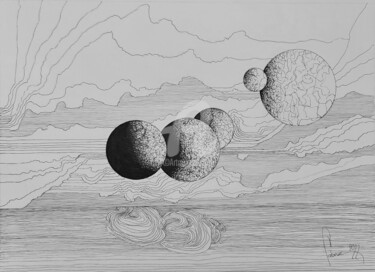 Dessin intitulée "Horizon" par Jean-Christophe Labrue, Œuvre d'art originale, Encre