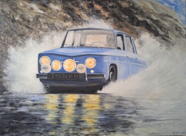 Schilderij getiteld "Renault 8 gordini" door Jean-Claude Bemben, Origineel Kunstwerk, Olie Gemonteerd op Frame voor houten b…