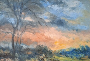 Ζωγραφική με τίτλο "La tempête arrive" από Jean-Claude Bemben, Αυθεντικά έργα τέχνης, Λάδι Τοποθετήθηκε στο Ξύλινο φορείο σκ…