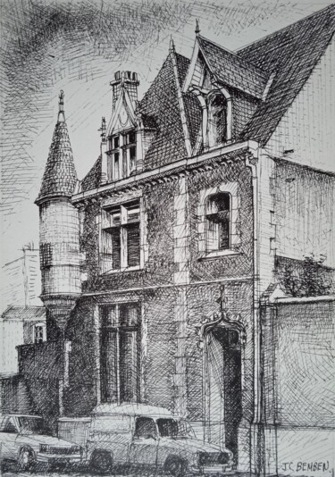 Drawing titled "Maison rémoise quar…" by Jean-Claude Bemben, Original Artwork, Ink