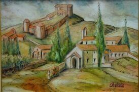 Pittura intitolato "La bastide provença…" da Jean-Claude Chatain, Opera d'arte originale, Olio Montato su Telaio per barella…