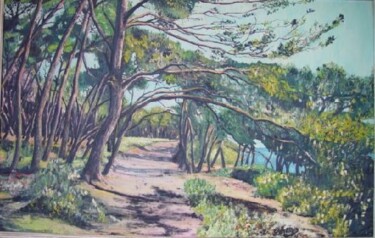 Schilderij getiteld "Les iles de Lérins…" door Jean-Claude Chatain, Origineel Kunstwerk, Olie Gemonteerd op artwork_cat.