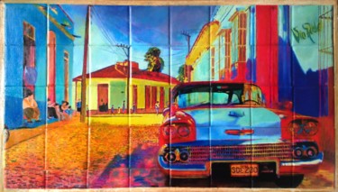 Peinture intitulée "Chromes à Cuba-Azul…" par Jean Claude Colombano, Œuvre d'art originale, Acrylique