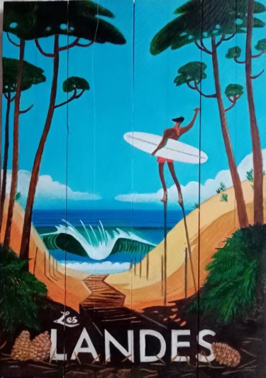 Peinture intitulée "Les Landes" par Jean Claude Colombano, Œuvre d'art originale, Huile Monté sur Panneau de bois