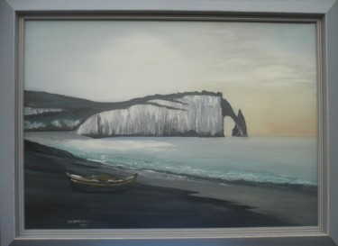 Painting titled "La falaise d'Etretat" by Jean Claude Colombano, Original Artwork, Oil