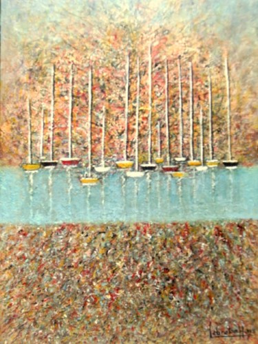 Картина под названием "Le port n° 2" - Lebreton-Hays, Подлинное произведение искусства, Масло
