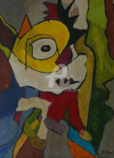 Pintura intitulada "Portrait libre expr…" por Jean-Claude Penet, Obras de arte originais, Acrílico