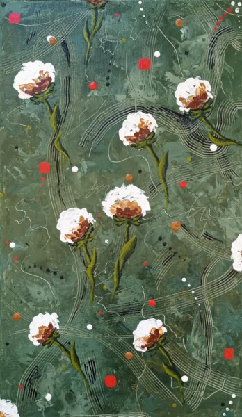 Pintura intitulada "Inspiration Florale…" por Jean-Claude Sylvain, Obras de arte originais, Acrílico Montado em Armação em m…