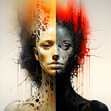 Arts numériques intitulée ""Harmonie du Chaos"" par Jean Diakhaté, Œuvre d'art originale, Peinture numérique Monté sur Plexi…