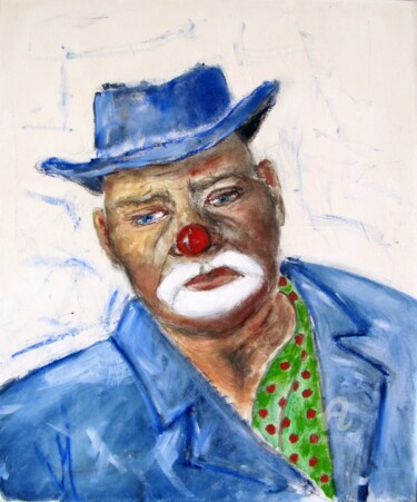 Peinture intitulée "CLOWN aux cheveux r…" par Jean Edmond Tropet, Œuvre d'art originale, Huile