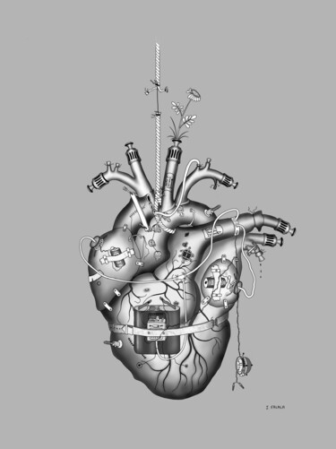 Arts numériques intitulée "Coeur" par Jean Falala, Œuvre d'art originale, Peinture numérique