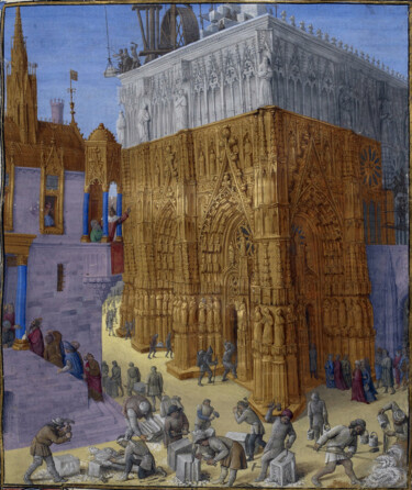 Pittura intitolato "Construction du Tem…" da Jean Fouquet, Opera d'arte originale, Olio
