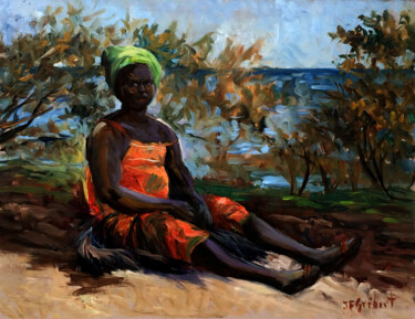 Peinture intitulée "Pose sur le sable" par Jean-François Grébert, Œuvre d'art originale, Huile