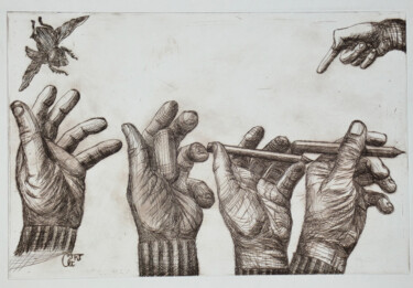 Obrazy i ryciny zatytułowany „Celle qui travaille” autorstwa Jean-François Jullien, Oryginalna praca, Rytownictwo
