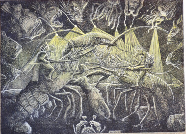 Incisioni, stampe intitolato "Tournoi sous les fe…" da Jean-François Jullien, Opera d'arte originale, incisione
