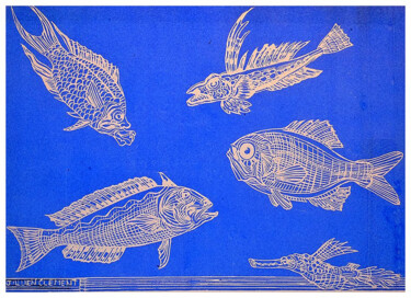 Druckgrafik mit dem Titel "Bestiaux des hauts/…" von Jean-François Jullien, Original-Kunstwerk, Linoldrucke