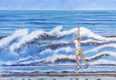 Pintura titulada "La vague" por Jean François Poussard, Obra de arte original, Gouache