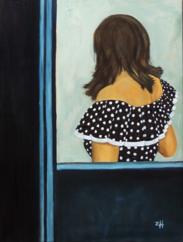 Pintura titulada "La fille à la robe…" por Jean-François Zanette, Obra de arte original, Oleo