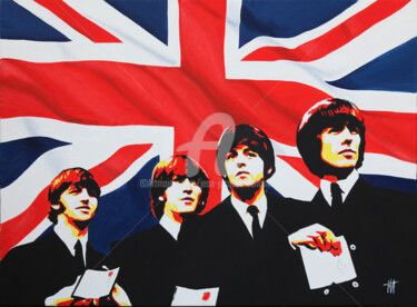 「Beatles "For god an…」というタイトルの絵画 Jean-Jacques Venturiniによって, オリジナルのアートワーク, オイル ウッドストレッチャーフレームにマウント