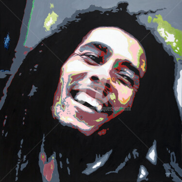 Schilderij getiteld "Bob Marley / 1" door Jean-Jacques Venturini, Origineel Kunstwerk, Olie