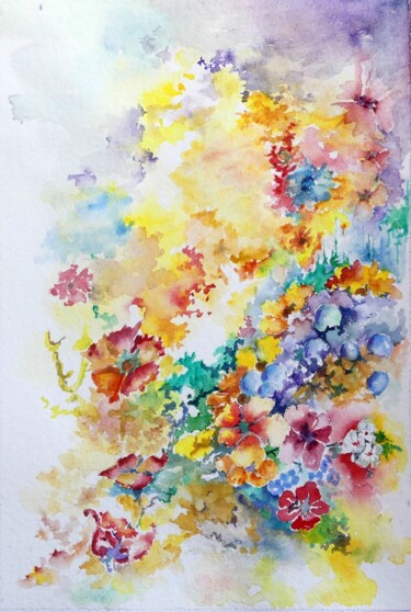 Peinture intitulée "Mixed border." par Jean Jourdan, Œuvre d'art originale, Aquarelle