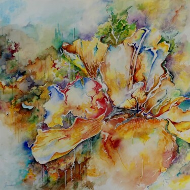 Peinture intitulée "Il était une fleur" par Jean Jourdan, Œuvre d'art originale, Aquarelle