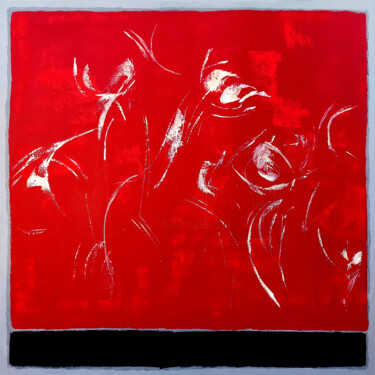 Schilderij getiteld "FLEURS XVIII.VIII" door Jean Lerin, Origineel Kunstwerk, Acryl Gemonteerd op Frame voor houten brancard