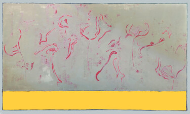 Schilderij getiteld "FLEURS II.IX" door Jean Lerin, Origineel Kunstwerk, Acryl Gemonteerd op Frame voor houten brancard