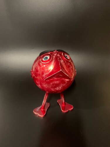 Sculpture titled "Bird red" by Jean Lorenzetti, Original Artwork, Metals