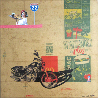 Collagen mit dem Titel "vintage highways #22" von Jean-Louis Conti, Original-Kunstwerk, Collagen