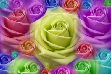 Fotografia intitulada "Roses Multicolores" por Jean-Luc Bohin, Obras de arte originais
