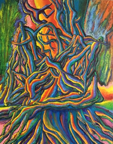 Painting titled "Visarbre" by Jean-Luc Coulaud, Original Artwork, Oil