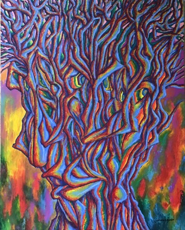 Pittura intitolato "L’arbre en têtes" da Jean-Luc Coulaud, Opera d'arte originale, Olio