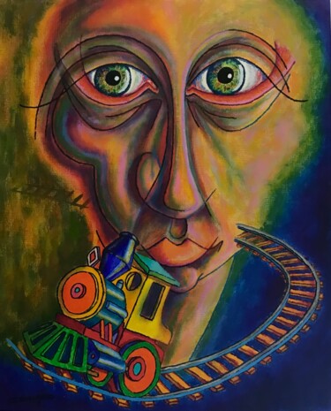 Painting titled "LA BELLE FERROVIAIRE" by Jean-Luc Coulaud, Original Artwork, Acrylic