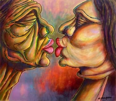 Painting titled "LE BAISER 2" by Jean-Luc Coulaud, Original Artwork, Acrylic