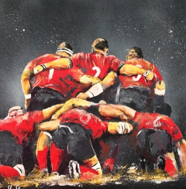 Painting titled "Rugby 55" by Jean-Luc Garcia, Original Artwork, Acrylic