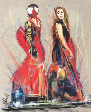Pittura intitolato "Les deux flamencas" da Jean-Luc Garcia, Opera d'arte originale, Acrilico