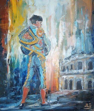 Painting titled "le Torero" by Jean-Luc Garcia, Original Artwork, Oil Mounted on Wood Stretcher frame