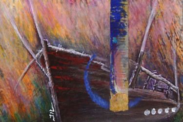 Malerei mit dem Titel "Wrecked Boat" von Jean-Luc Lacroix (JL LACROIX), Original-Kunstwerk, Acryl