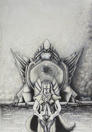 Zeichnungen mit dem Titel "Evocation" von Jean-Luc Lacroix (JL LACROIX), Original-Kunstwerk, Tinte